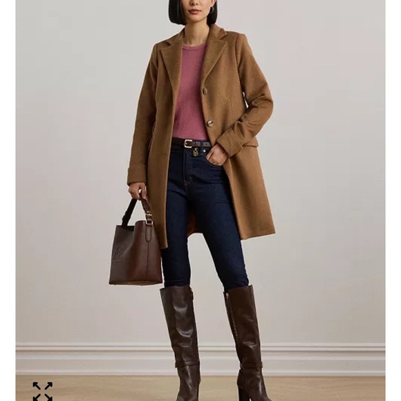 Lauren Ralph Lauren Single Breasted Walker Coat Wool 14 Red - Picture 13 of 14